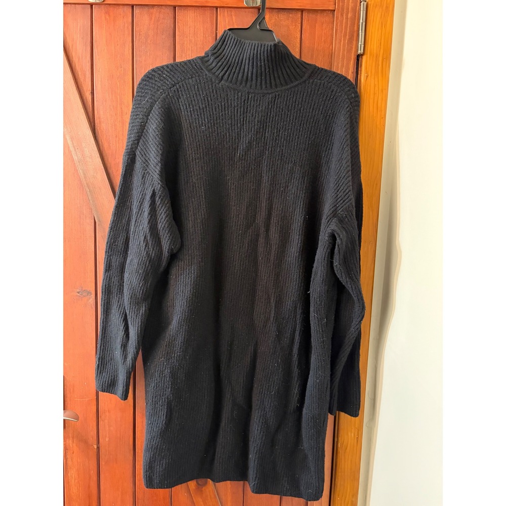 GAP Womens Black Ribbed Knit Mock Neck Long Sleeve Sweater Dress Tunic Small - Picture 2 of 3